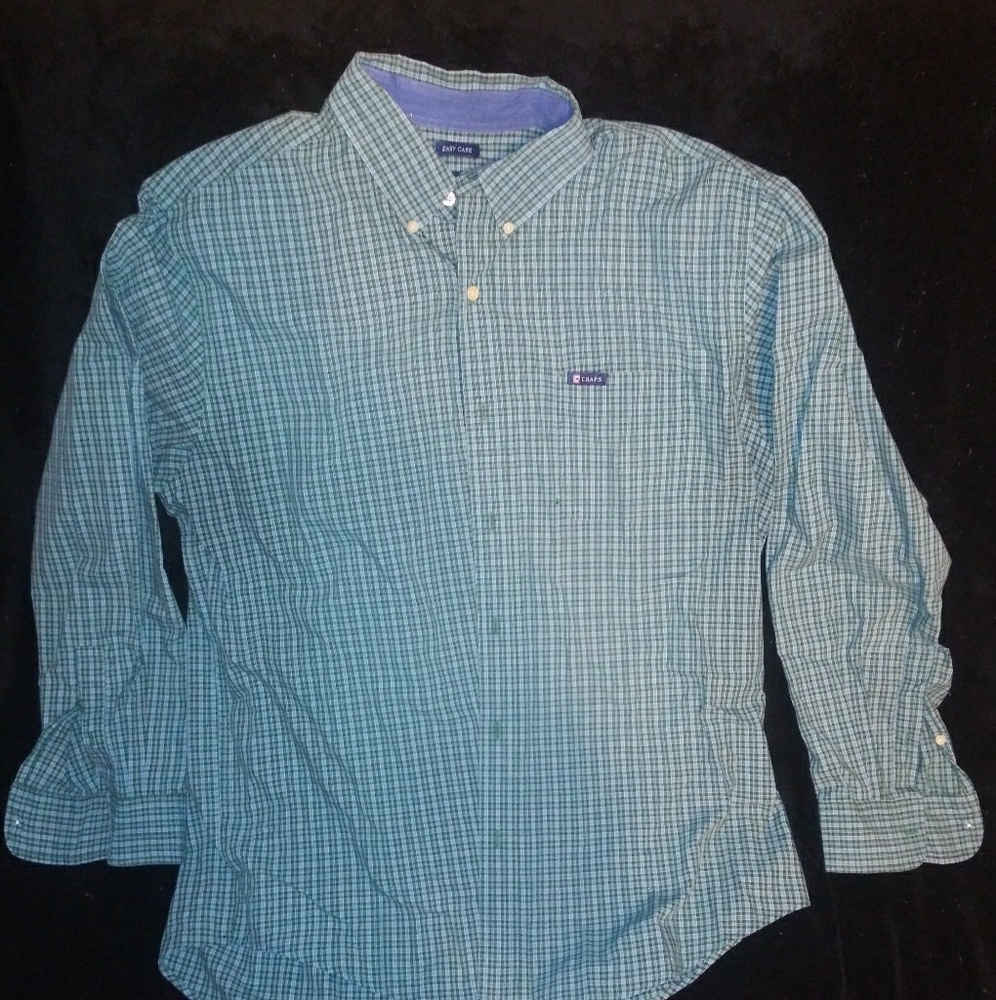 Green Plaid Men's CHAPS Button Down Shirt